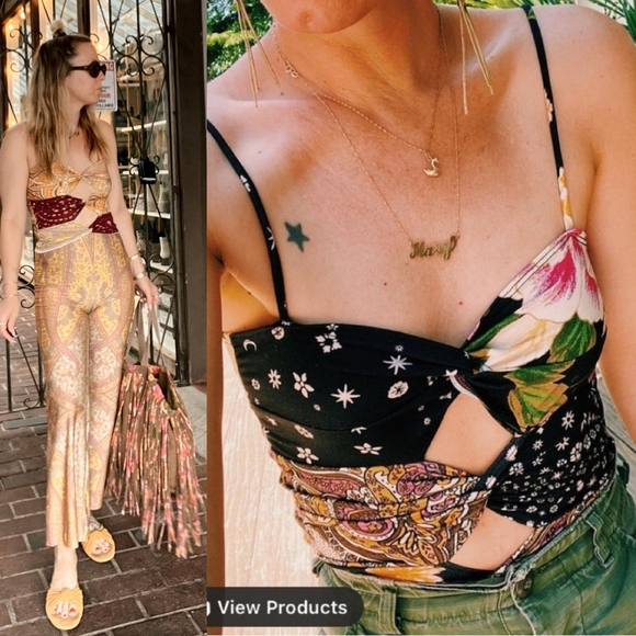 Rare Novella Royale Etta Tank Midnight Haze M Moon Stars Camisole Floral cut out - Picture 14 of 16